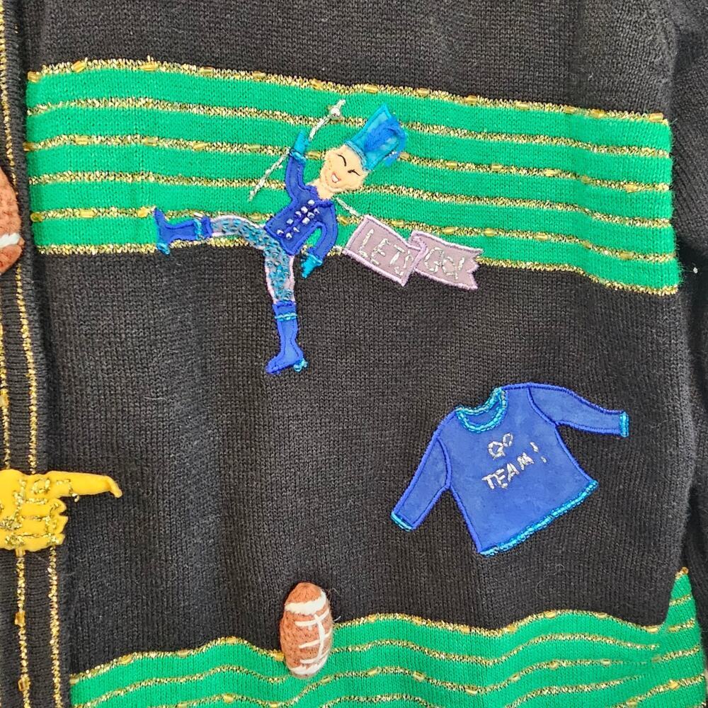 Vintage Jack B. Quick Cardigan Women Lrg 90s School Spirit Cheer Band Whimsical - Picture 7 of 13